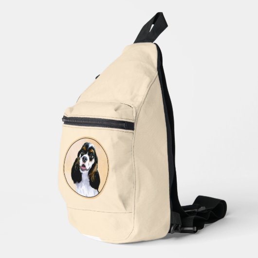 Cocker Spaniel Schilderen Parti Tan Originele Hond Sling Bag (Rechterhoek)