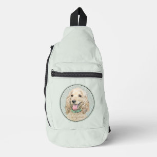 Cocker Spaniel Schilderij Buff Goud Originele Hond Sling Bag