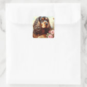 Cocker Spaniel Schilderij Vierkante Sticker (Tas)