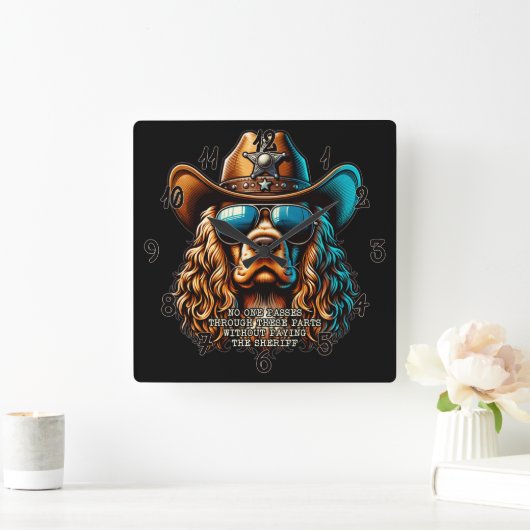 Cocker Spaniel Sheriff Clock - Grappige Cowboy Hon Vierkante Klok (Huis)