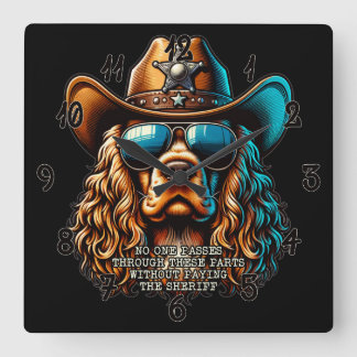 Cocker Spaniel Sheriff Clock - Grappige Cowboy Hon Vierkante Klok