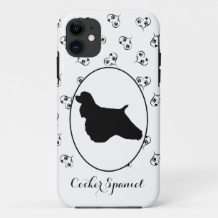 Cocker Spaniel Silhouette Hearts and Paw Prins iPhone 11 Hoesje