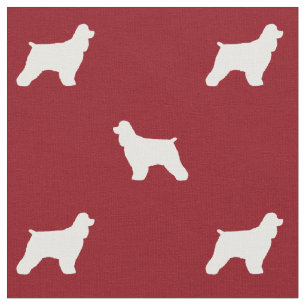 Cocker Spaniel Silhouetten Rood en Wit Patroon Stof