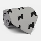 Cocker Spaniel Silhouettes Pattern Grey and Black Stropdas (Opgerold)