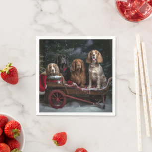 Cocker Spaniel Sneeuw slee Kerstmis decoratie Servet