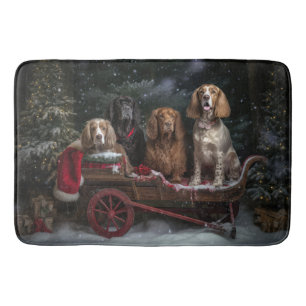 Cocker Spaniel Sneeuwslee Kerstdecoratie Badmat