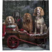 Cocker Spaniel Sneeuwslee Kerstdecoratie Douchegordijn (Voorkant)