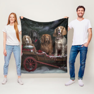 Cocker Spaniel Sneeuwslee Kerstdecoratie Fleece Deken