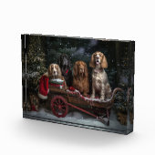 Cocker Spaniel Sneeuwslee Kerstdecoratie Fotoblokken (Rechts)