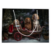Cocker Spaniel Sneeuwslee Kerstdecoratie Groot Cadeauzakje (Achterkant)