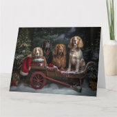 Cocker Spaniel Sneeuwslee Kerstdecoratie Kaart (Voorkant)
