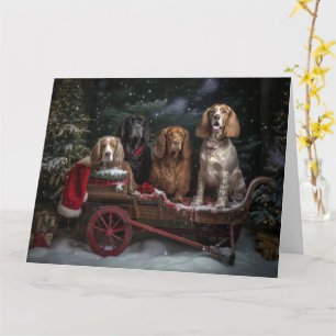 Cocker Spaniel Sneeuwslee Kerstdecoratie Kaart