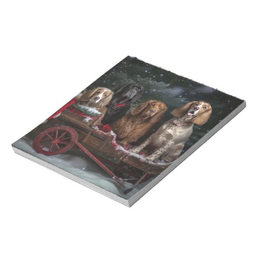 Cocker Spaniel Sneeuwslee Kerstdecoratie Notitieblok (Gedraaid)