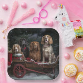 Cocker Spaniel Sneeuwslee Kerstdecoratie Papieren Bordje (Feest)