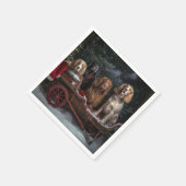 Cocker Spaniel Sneeuwslee Kerstdecoratie Servet (Hoek)