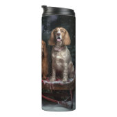 Cocker Spaniel Sneeuwslee Kerstdecoratie Thermosbeker (Geroteerd rechts)