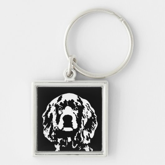 Cocker Spaniel Square Metal Sleutelhanger (Voorkant)