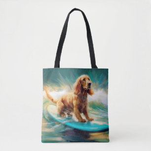 Cocker Spaniel Strand Surfen Schilderij Draagtas