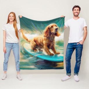 Cocker Spaniel Strand Surfen Schilderij Fleece Deken