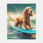 Cocker Spaniel Strand Surfen Schilderij Fleece Deken (Voorkant)