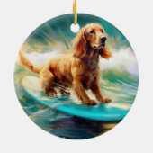 Cocker Spaniel Strand Surfen Schilderij Keramisch Ornament (Achterkant)