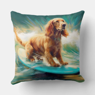 Cocker Spaniel Strand Surfen Schilderij Kussen