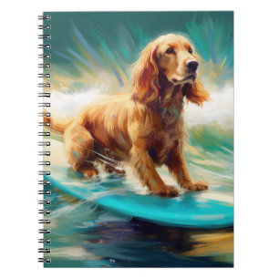 Cocker Spaniel Strand Surfen Schilderij Notitieboek