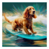 Cocker Spaniel Strand Surfen Schilderij Perfect Poster (Voorkant)