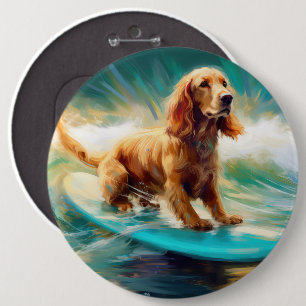 Cocker Spaniel Strand Surfen Schilderij Ronde Button 6,0 Cm