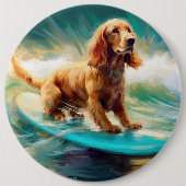 Cocker Spaniel Strand Surfen Schilderij Ronde Button 6,0 Cm (Voorkant)
