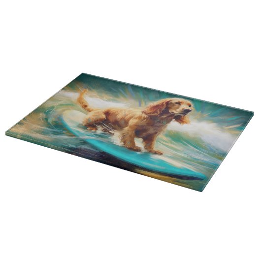 Cocker Spaniel Strand Surfen Schilderij Snijplank (Hoek)
