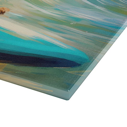 Cocker Spaniel Strand Surfen Schilderij Snijplank (Hoek)