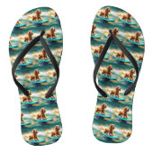 Cocker Spaniel Strand Surfen Schilderij Teenslippers (Voetbed)