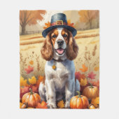 Cocker Spaniel verlaat Thanksgiving Fleece Deken (Voorkant)