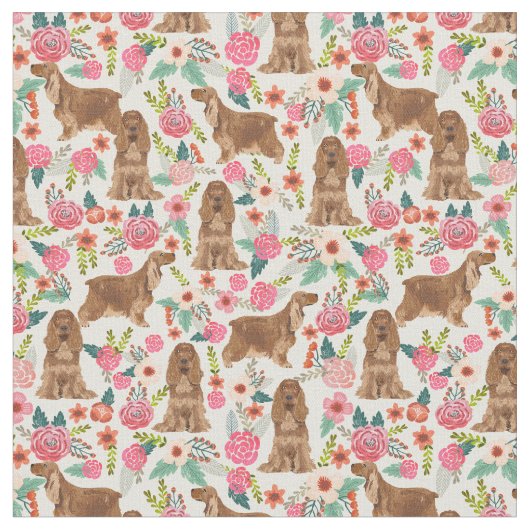 Cocker Spaniel vintage florals Stof (Close Up)