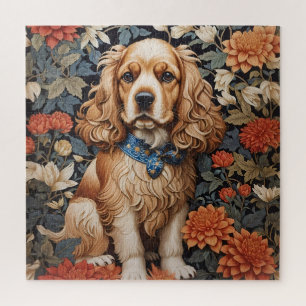 Cocker Spaniel William Morris geïnspireerd Floral Legpuzzel