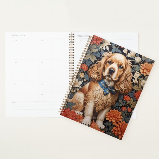 Cocker Spaniel William Morris geïnspireerd Floral Planner (Display)