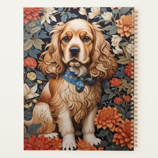 Cocker Spaniel William Morris geïnspireerd Floral Planner (Achterkant)