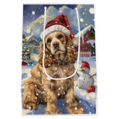 Cocker Spaniel Winter Wonderland Christmas Joy Medium Cadeauzakje (Achterkant)