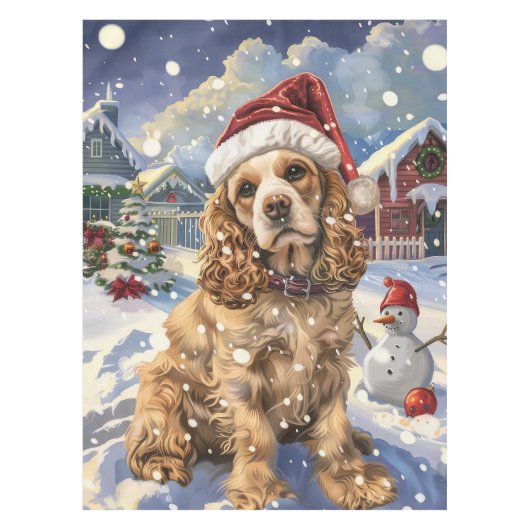 Cocker Spaniel Winter Wonderland Christmas Joy Tafelkleed (Voorkant)