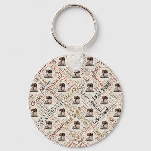 Cocker Spaniel Word Art Sleutelhanger (Voorkant)