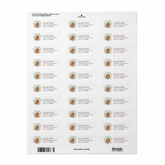 Cocker Spaniel Wreatreturn Address Etiket (Full Sheet)