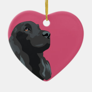 Cocker Spaniel - Zwart - Breedte Sjablonen Keramisch Ornament