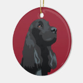 Cocker Spaniel - Zwart - Breedte Sjablonen Keramisch Ornament (Links)