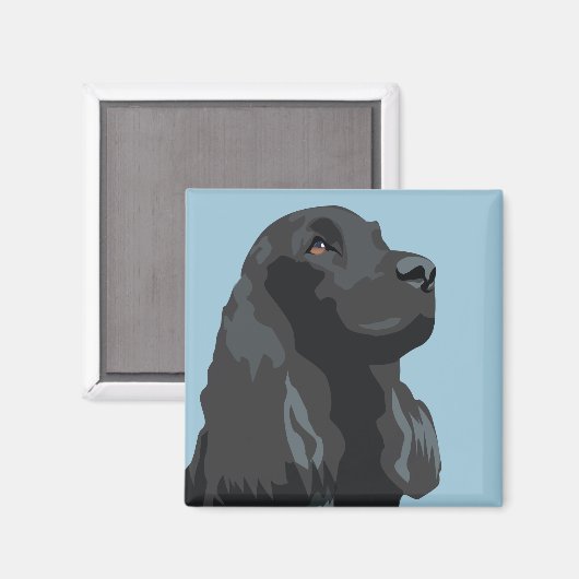 Cocker Spaniel - Zwart - Breedte Sjablonen Magneet (Voorkant / Achterkant)