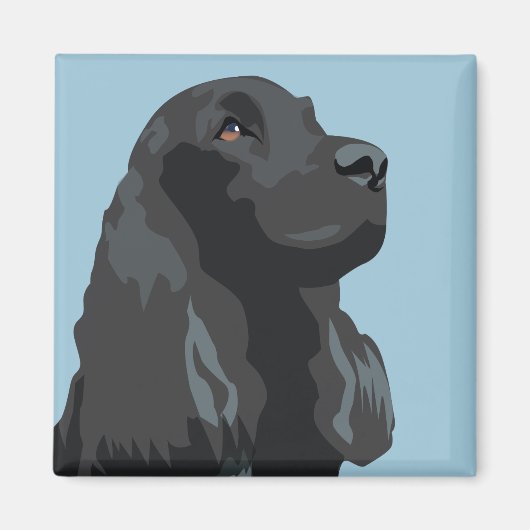 Cocker Spaniel - Zwart - Breedte Sjablonen Magneet (Voorkant)