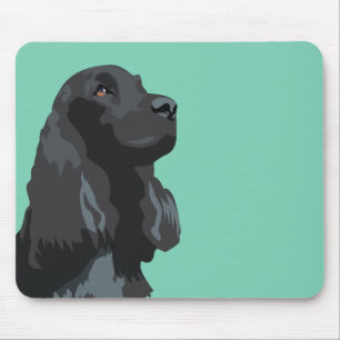 Cocker Spaniel - Zwart - Breedte Sjablonen Muismat