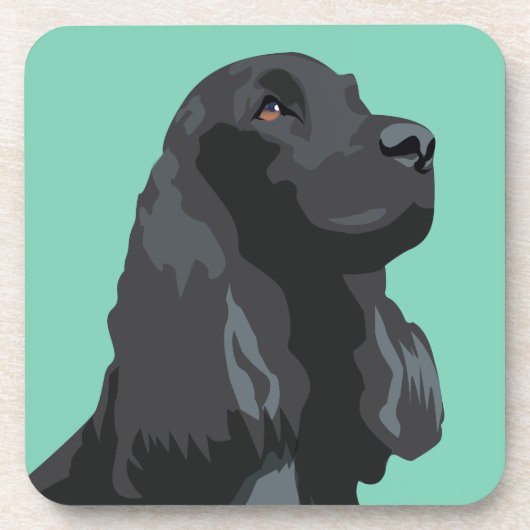Cocker Spaniel - Zwart - Breedte Sjablonen Onderzetter (Voorkant)