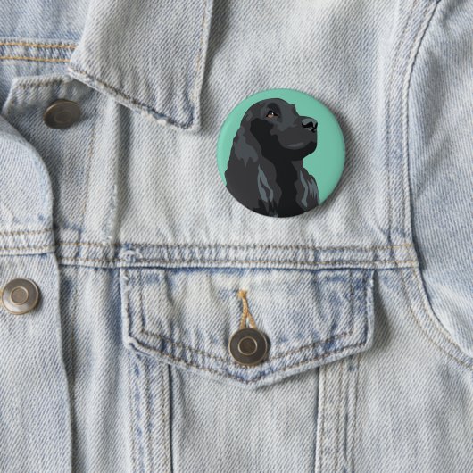 Cocker Spaniel - Zwart - Breedte Sjablonen Ronde Button 5,7 Cm (In situ)
