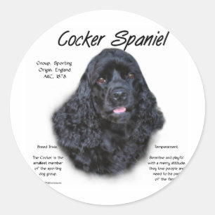 Cocker Spaniel (zwart) Geschiedenis Ontwerp Ronde Sticker